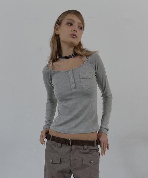 SLEEVELESS LAYERED TOP / MELANGE GRAY