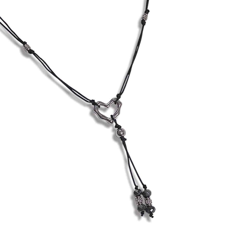 [한정수량] 전체 써지컬스틸 하트 원석 끈 목걸이