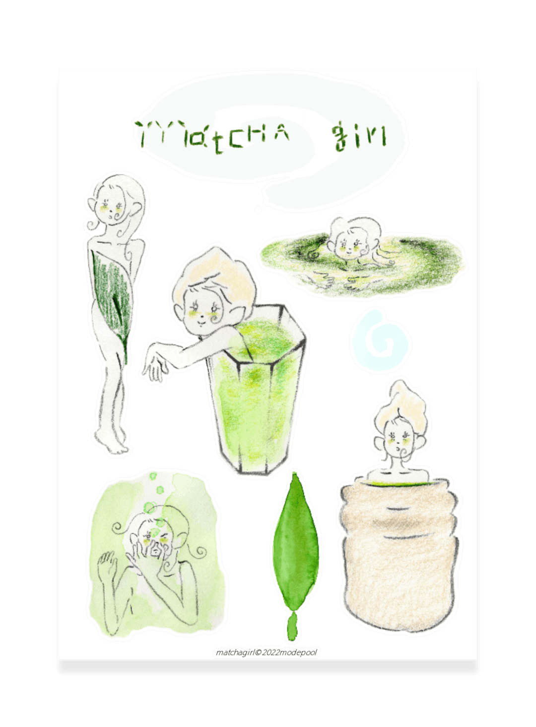 matcha girl sticker
