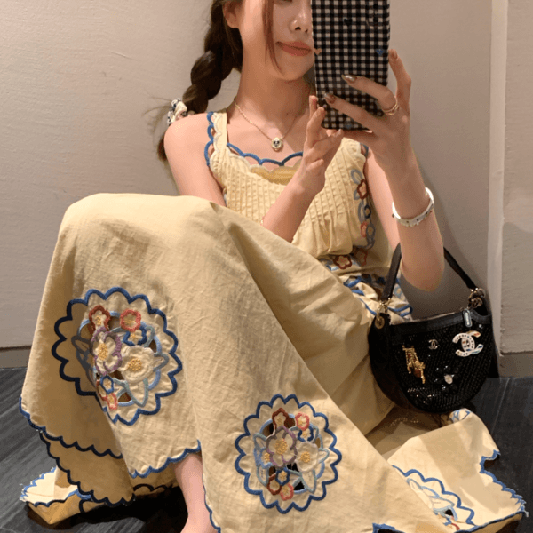 RZZ Linen Heavy Industry needle embroidered top + skirt