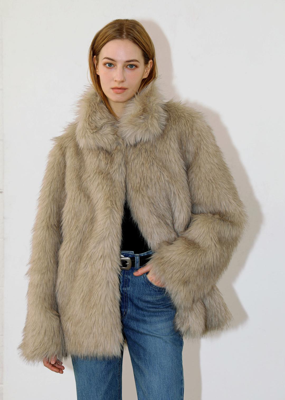Fur long jacket (베이지)