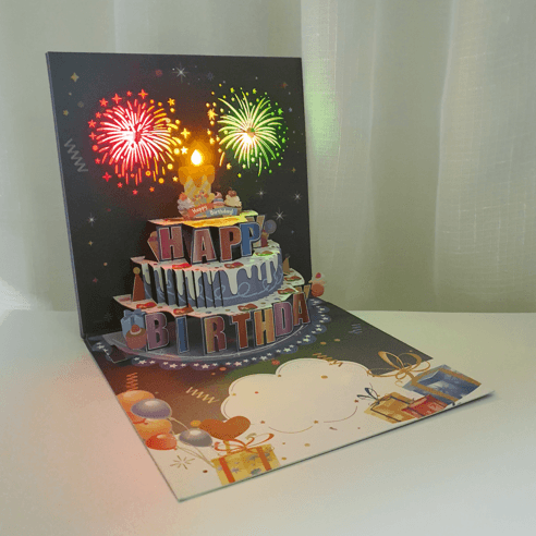 뮤베이비 생일축하카드 LED 3D 멜로디카드 팝업카드 메시지카드 - 일반카드 | 쿠팡