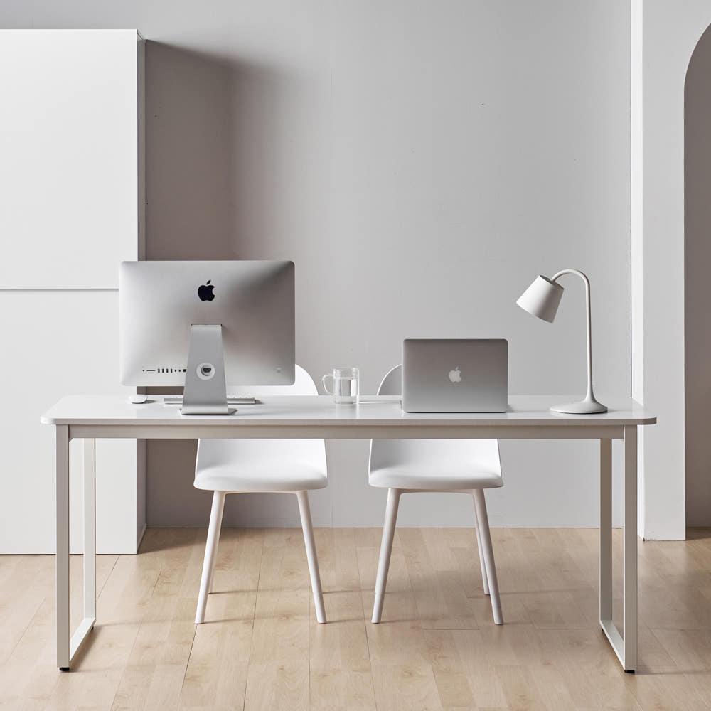 E0자재 스틸프레임 라운드 스퀘어 학생 책상 테이블 1200x600mm, 화이트 DK9930