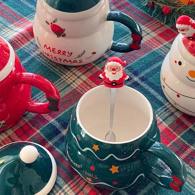🔥주문폭주🔥[1+1/당일출고]크리스마스 머그컵 티스푼 세트 홈파티 홈카페 머그잔 파티식기 크리스마스트리 눈사람 산타 크리스마스선물 친구선물 집들이 (4 Type)(고급선물상자)