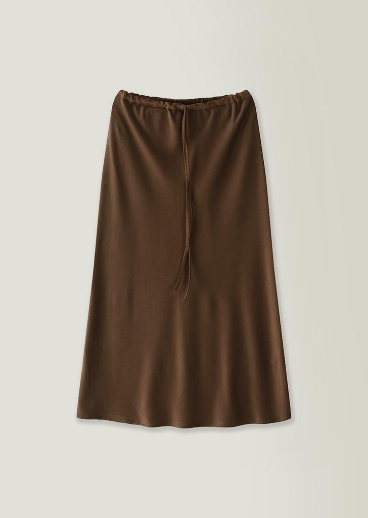 Peach suede string skirt / Brown
