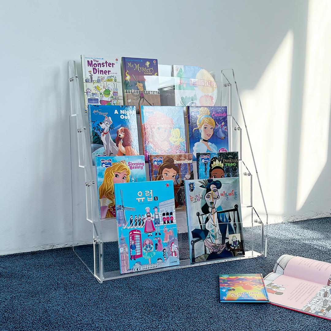 아크릴 전면4단 투명책장 전면책장 전면책꽂이 아크릴책장