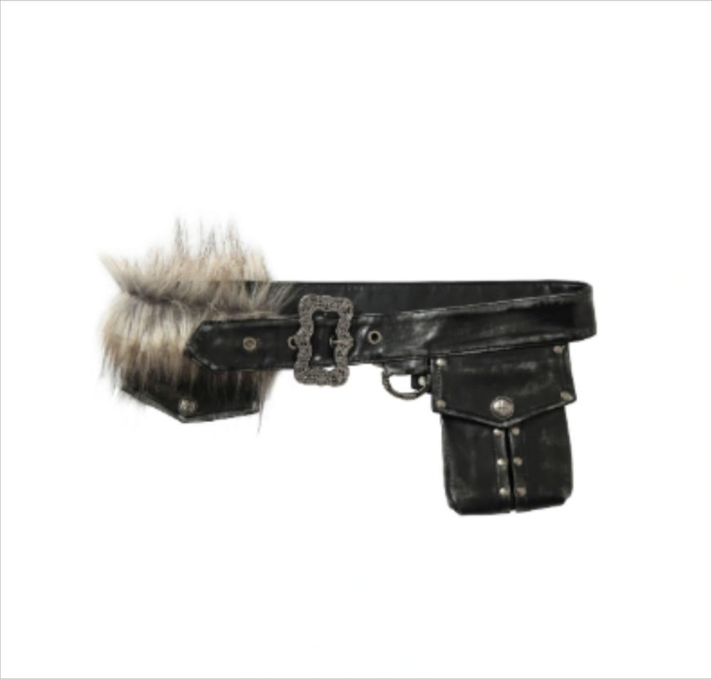 NO ROMANCE dark punk plush layered belt waist seal