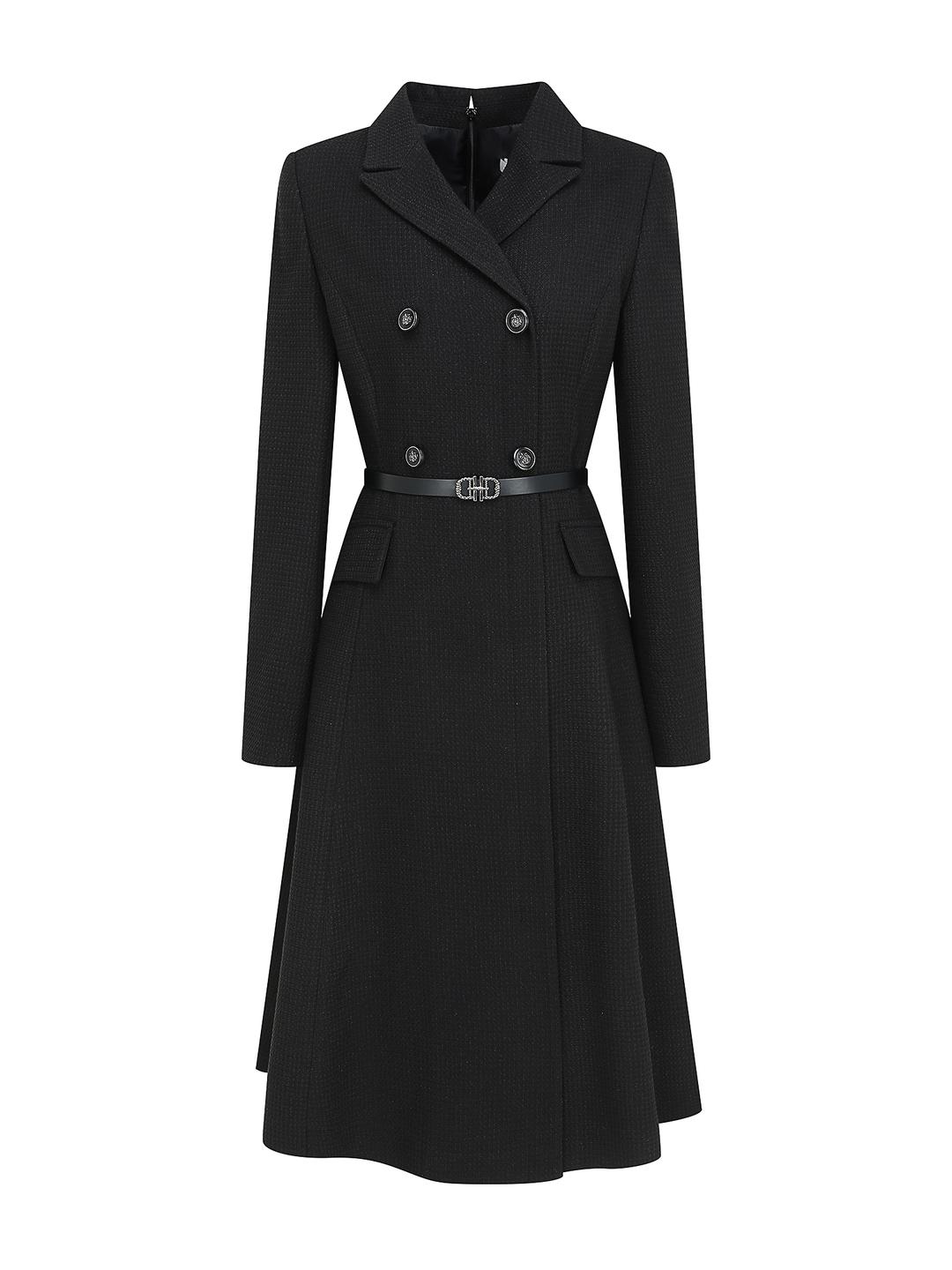 더아이잗 버튼 피크드 라펠 플레어 원피스 (BLACK) IR2M0OP701