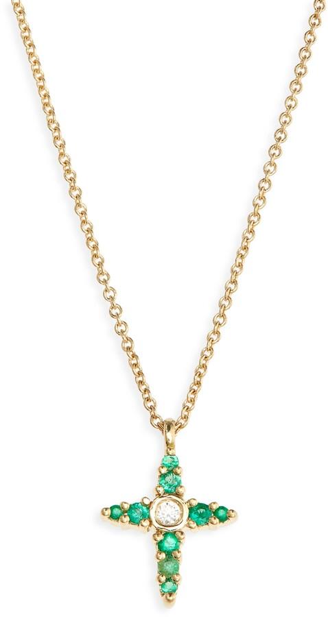 Bony Levy El Mar Emerald & Diamond Cross Pendant Necklace - ShopStyle