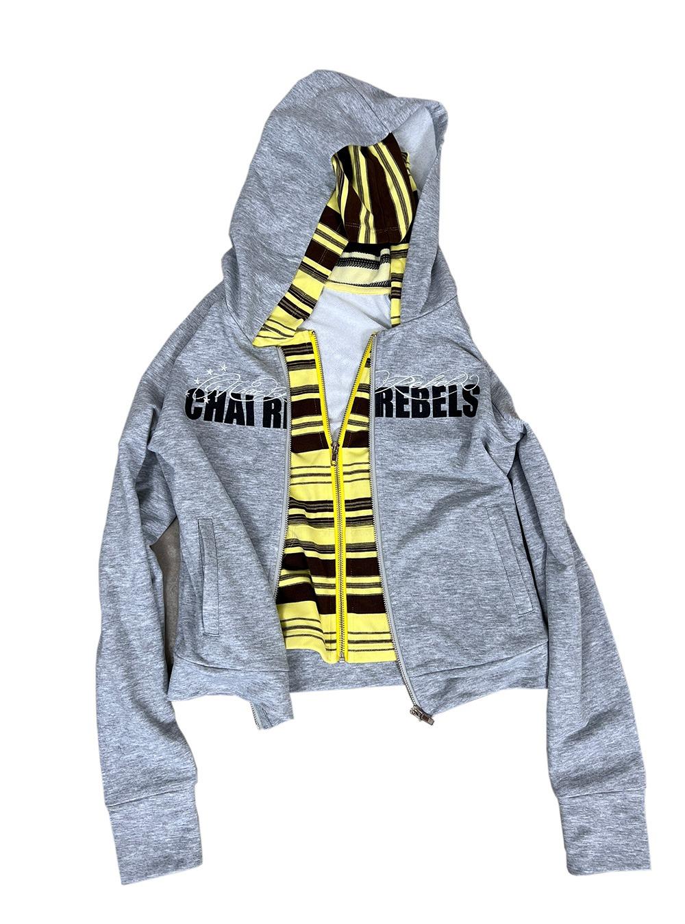 Rebels Embroidered Logo Double-Layer Cropped Hoodie