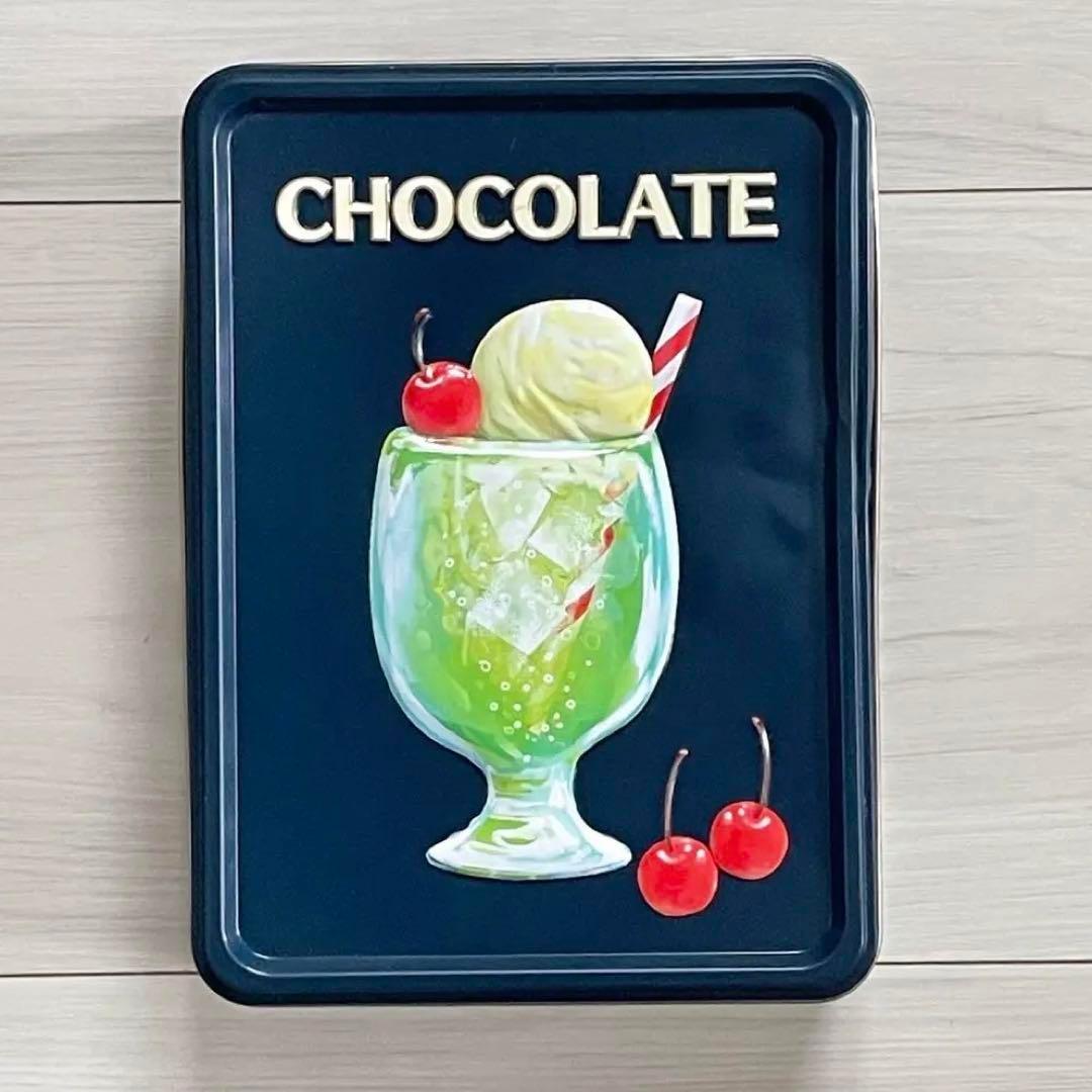 はじけるキャンディチョコレート メリーチョコレート 缶 クリームソーダ ネイビー