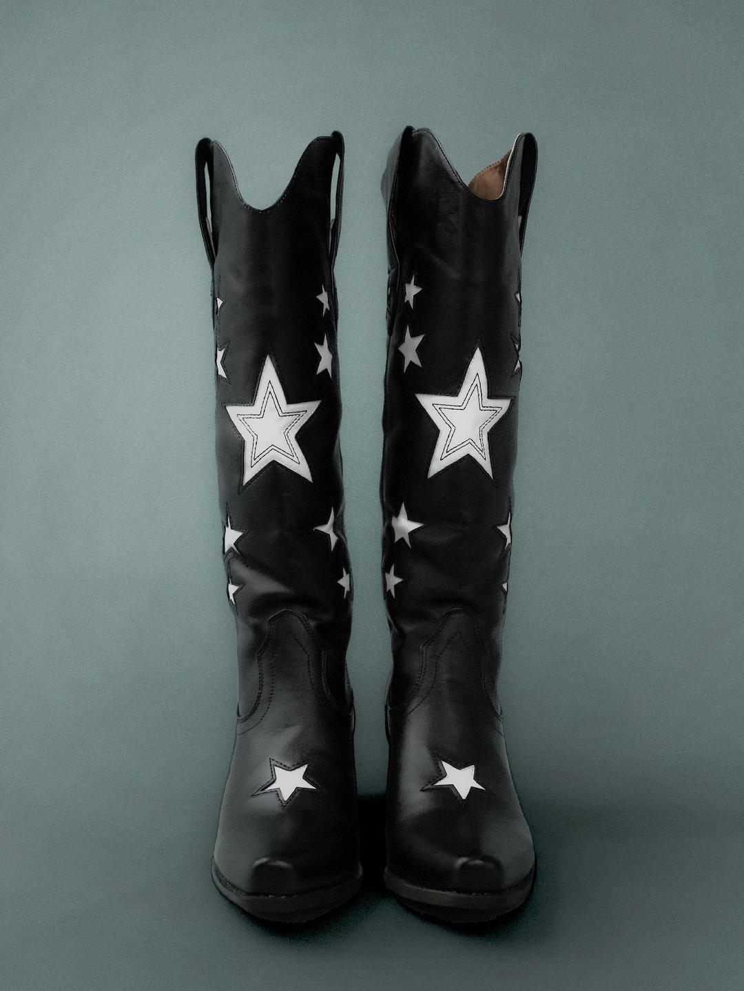 Leather Cowboy Boots Black