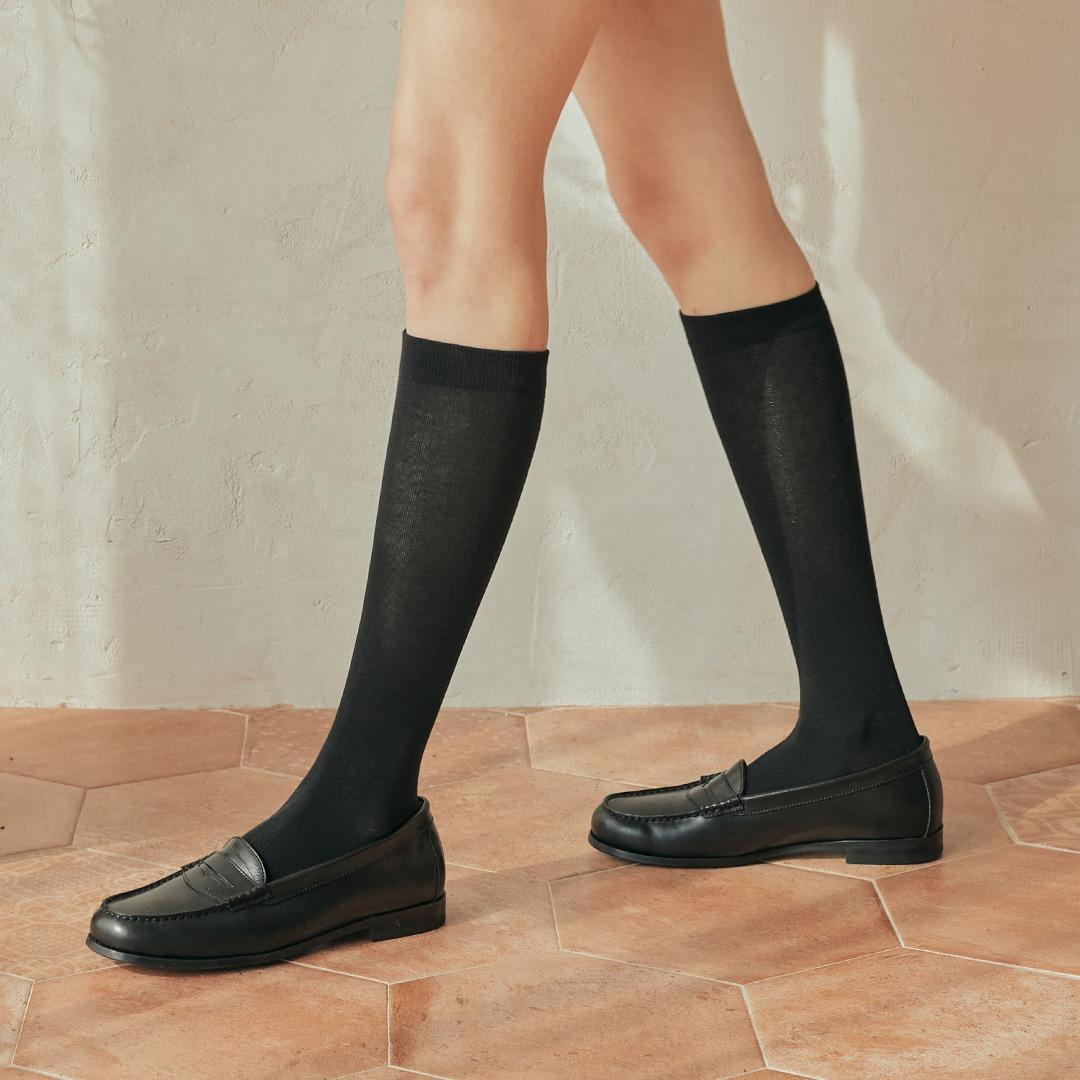 STB016 Cotton Solid Knee socks