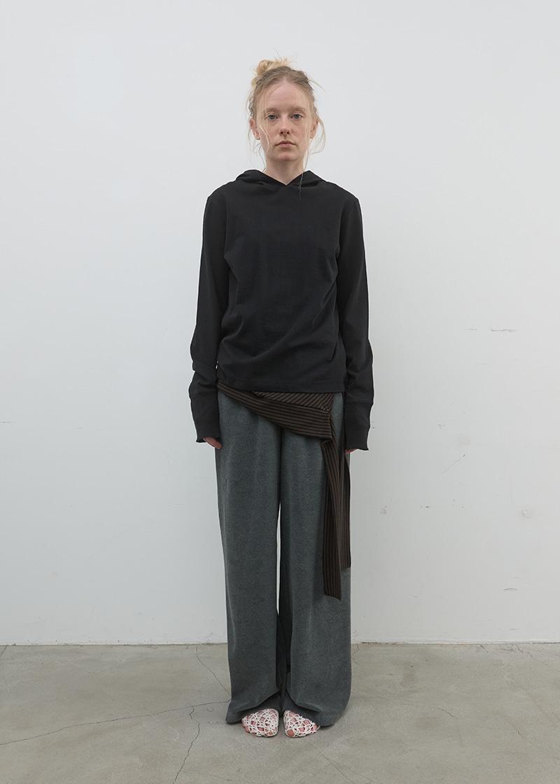 RELAXED TERRY WIDE LEG PANTS IN FADED CHARCOAL