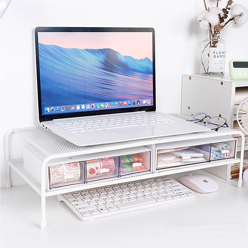 모니터 받침대 2단 선반 받침 서랍 스탠드 노트북받침대