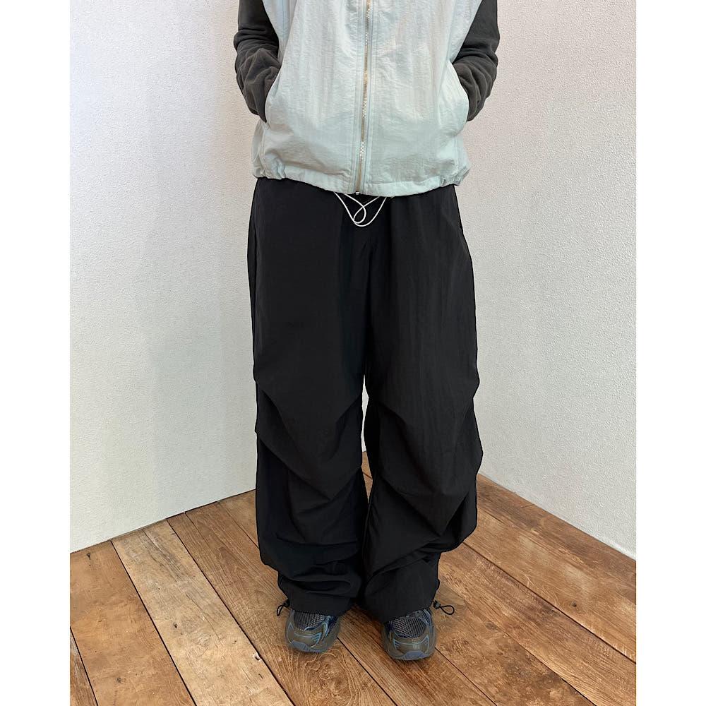 [UNISEX] 나일론 밴딩 고무줄 조거 와이드 바지 키작녀 팬츠 (3 color)