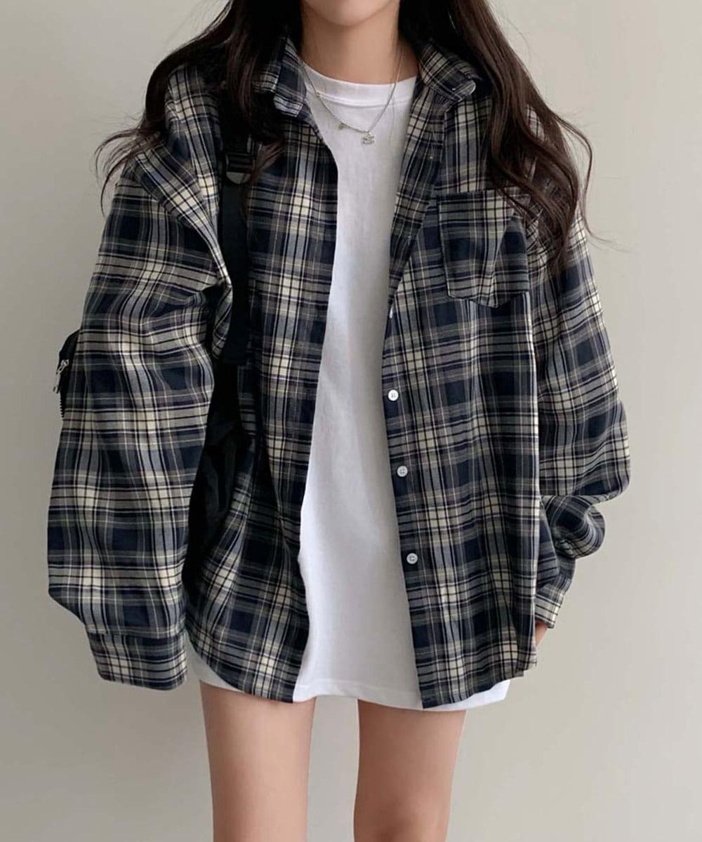 온유어리 [주문폭주!🎉/오버핏!]공대생 코지 아방 체크 셔츠 남방