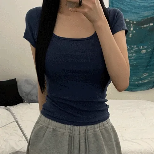 fox u-neck basic short sleeved tee (6color)