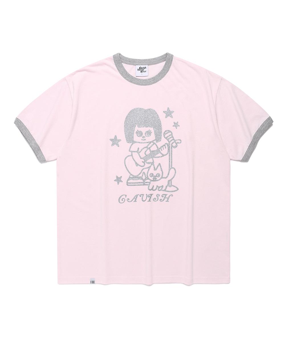 CAVISH X LELBO BROWN GLITTER RINGER SS TEE[PINK]
