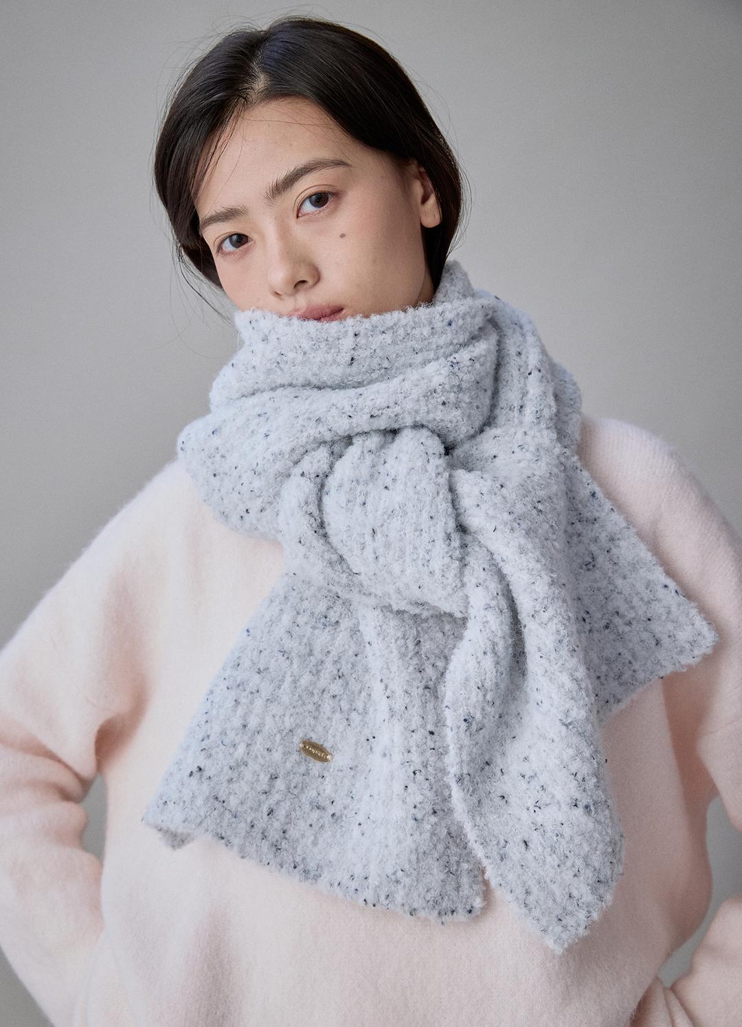 Fleury Boucle Bokashi Wool Muffler Melange Gray