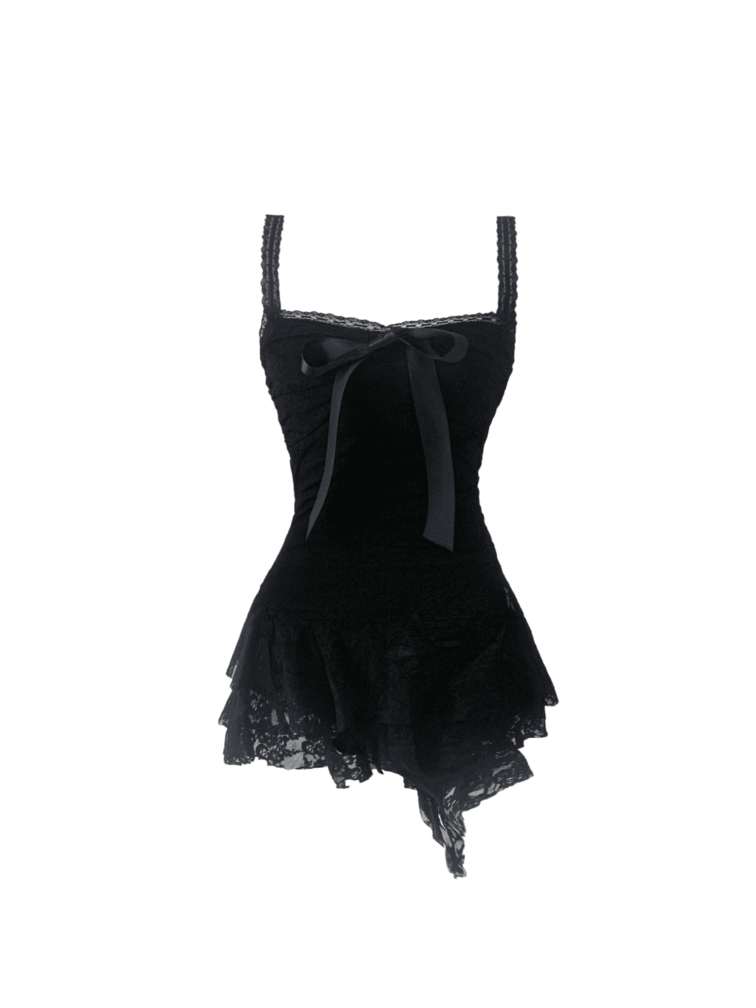 [only suzen] Temer lace ribbon dress (black)