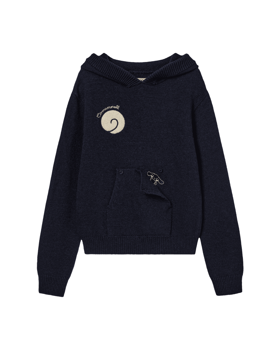 CINNAMOROLL TAIL KNIT HOODIE [NAVY]