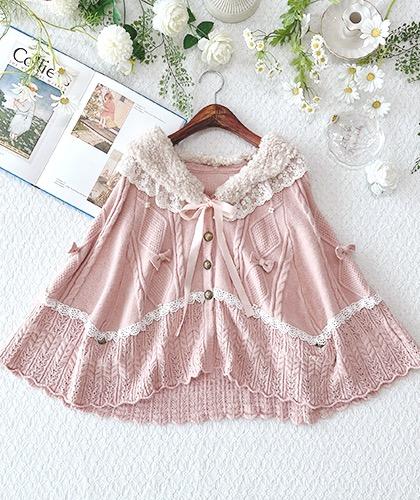 나래 핑크 니트 망토