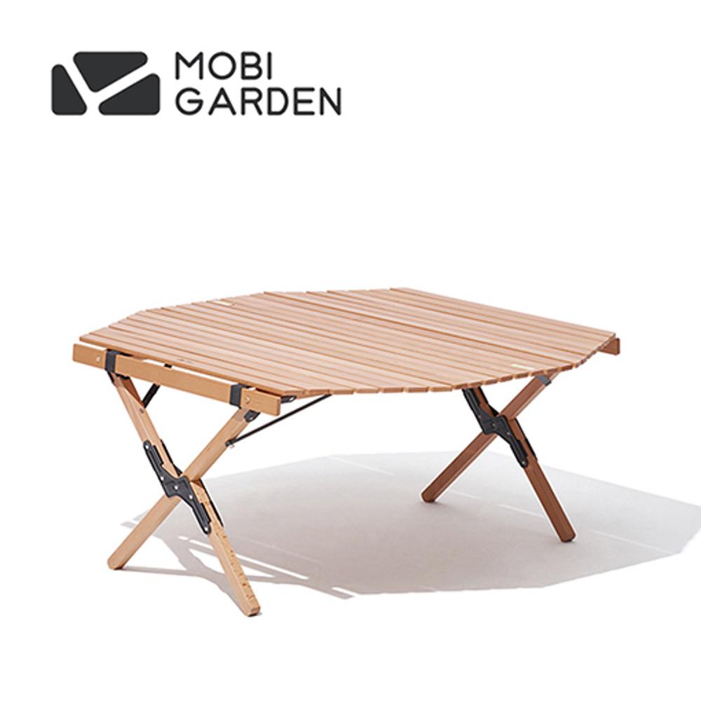 모비가든 캠핑 팔각 우드 롤 헥사 테이블