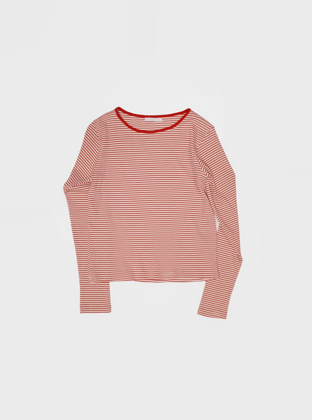 Candy stripe top In Tomato red (2c)
