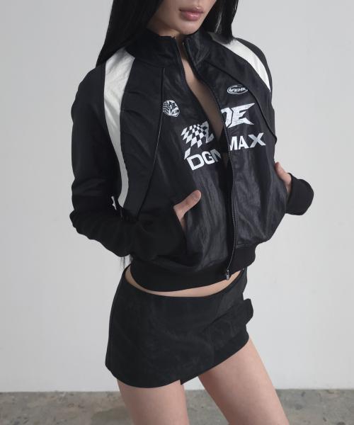 CROPPED RACING WINDBREAKER BLACK