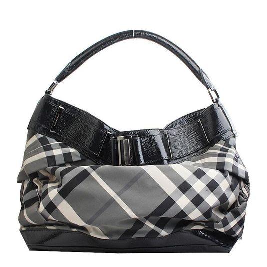 버버리 블랙 크링클 체크 빅숄더백