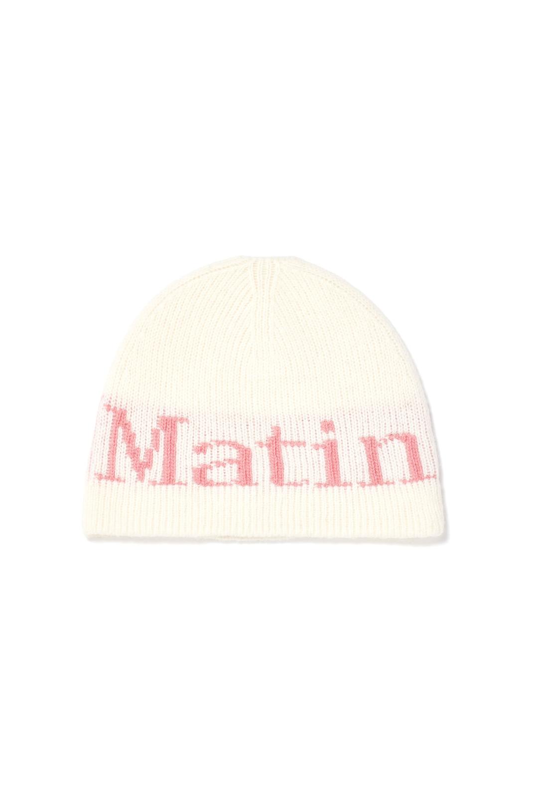 LOGO JACQUARD KNIT BEANIE IN IVORY