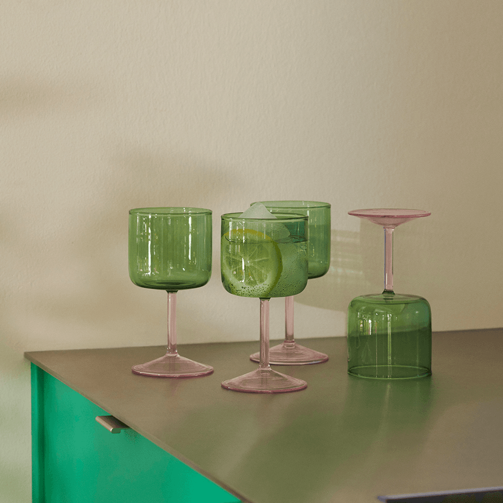 [HAY] Tint Wine Glass Set of 2, 그린&핑크 (예약주문)