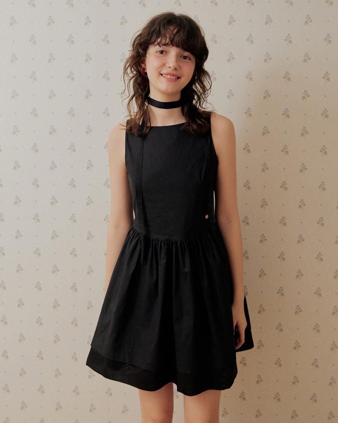 Double flare mini dress - black