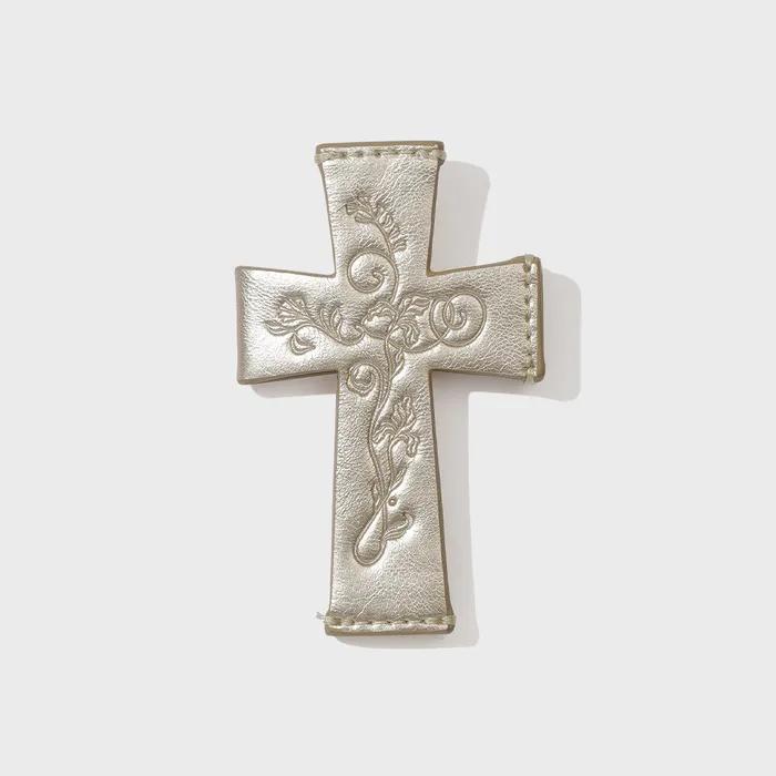 Cross Strap Layered Wallet Gold