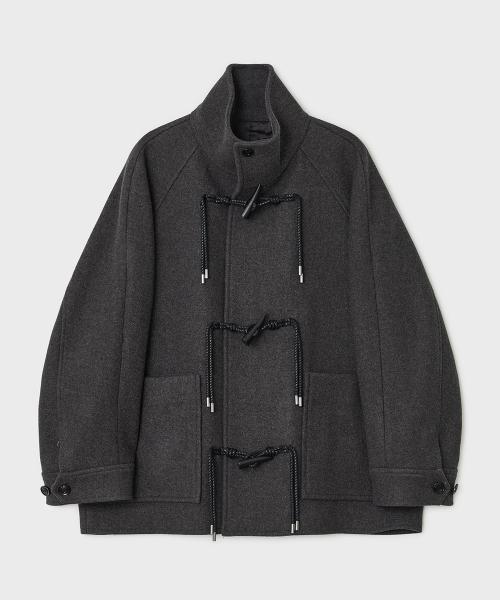 래시 미디 더플 코트 - 멜란지 브라운