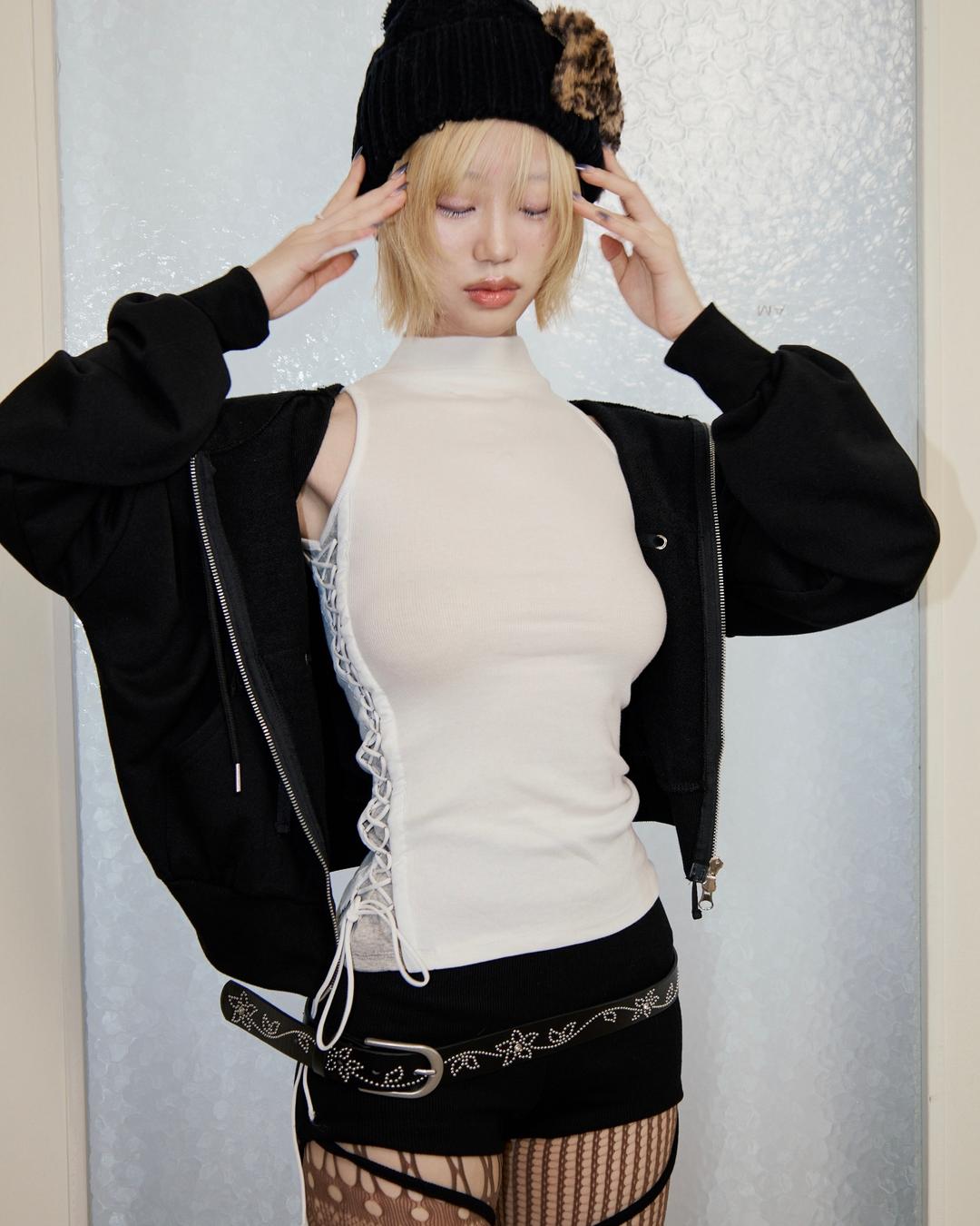 포그레이어 side corset top [3color]