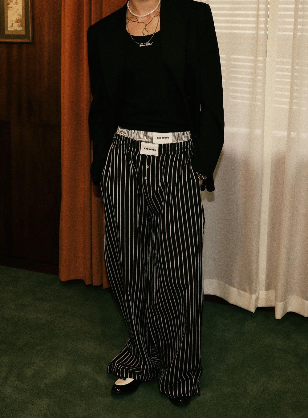 [6/20 발송] [w-pts24-041] AJ 이지 팬츠 - 블랙/스트라이프