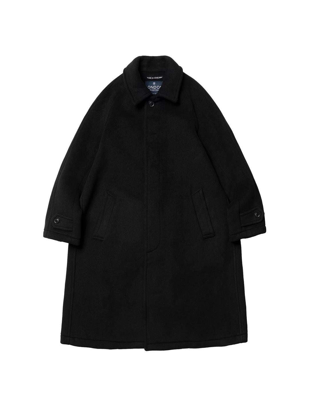LONDON TRADITION Inverted Pleats Wool Coat - Black BW 5