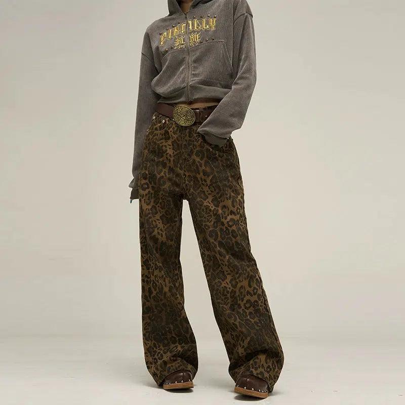 Classic Leopard Bootcut Jeans - M / Leopard