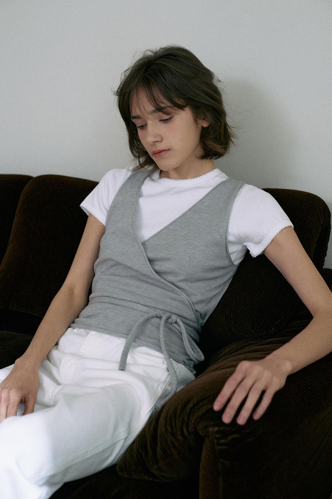 Strap Wrap Knit Bustier[LMBESPKN269]-2color