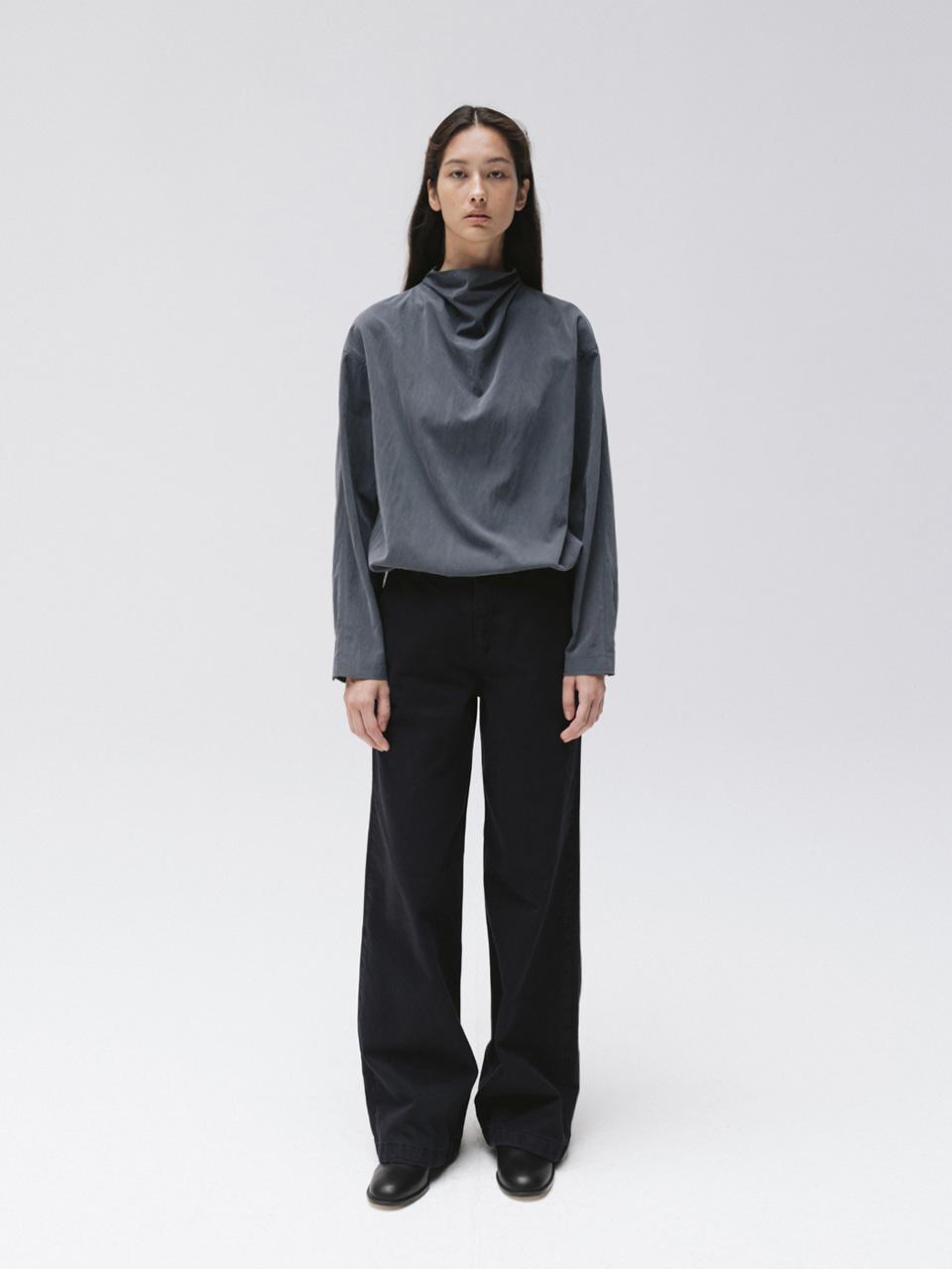 soft cowl blouse (dusty blue)