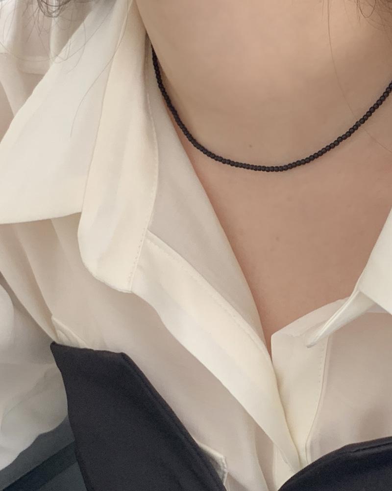 블랙 비즈 목걸이