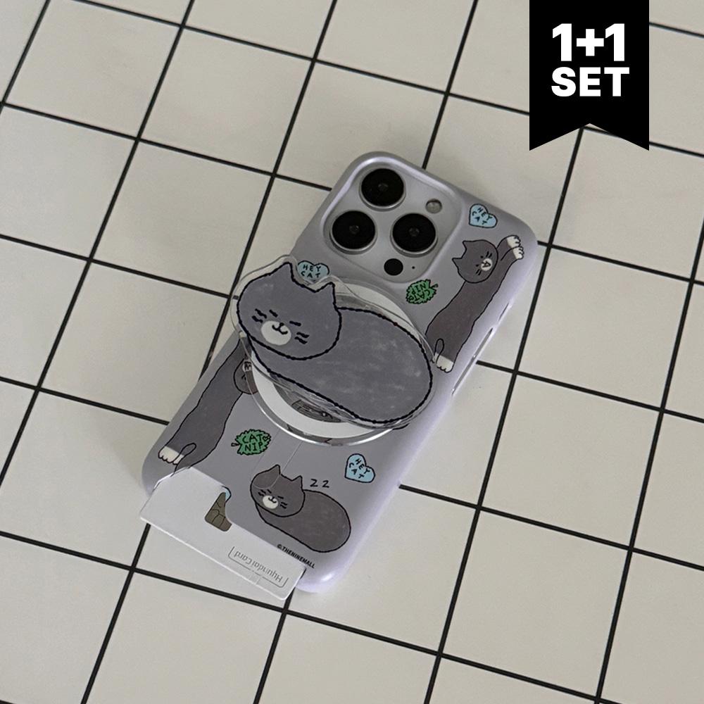 [1+1set] heycat drawing pattern [맥세이프 카드수납 폰케이스+맥세이프 아크릴스마트톡]