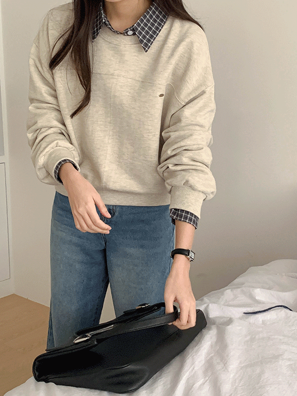 코코블랑 [봄신상🌷] 실버 팬던트 라이닝 맨투맨