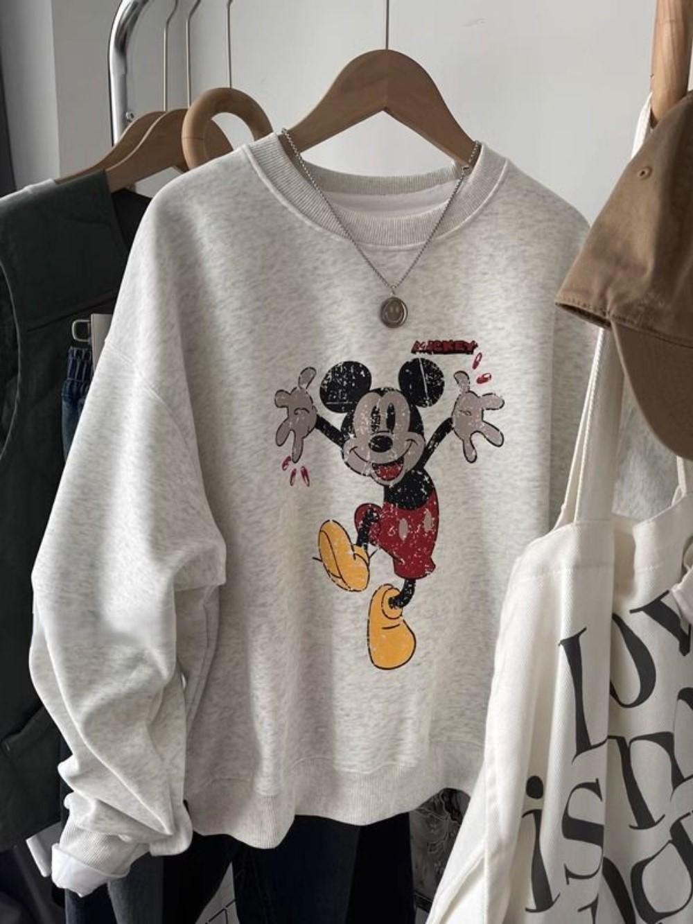 오버사이즈 미키 루즈핏 맨투맨 티셔츠