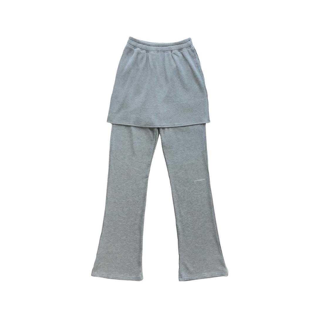 24-003 WAFFLE SLIM LAYERED PANTS (MELANGE GREY)