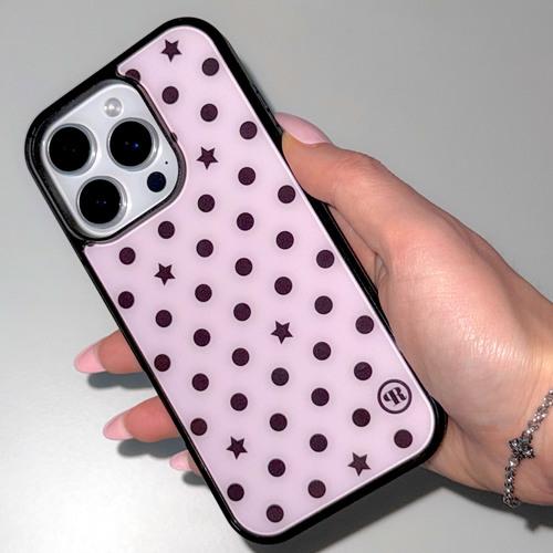 [주문 후 제작] s.★별 도트(핑크) 글라스 범퍼 아이폰 케이스