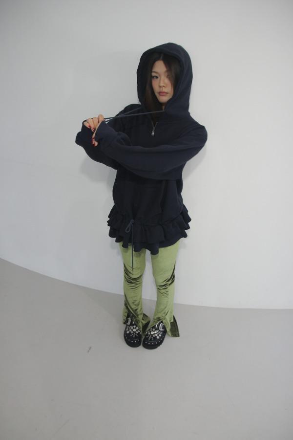 skirt point zip-up hoodie