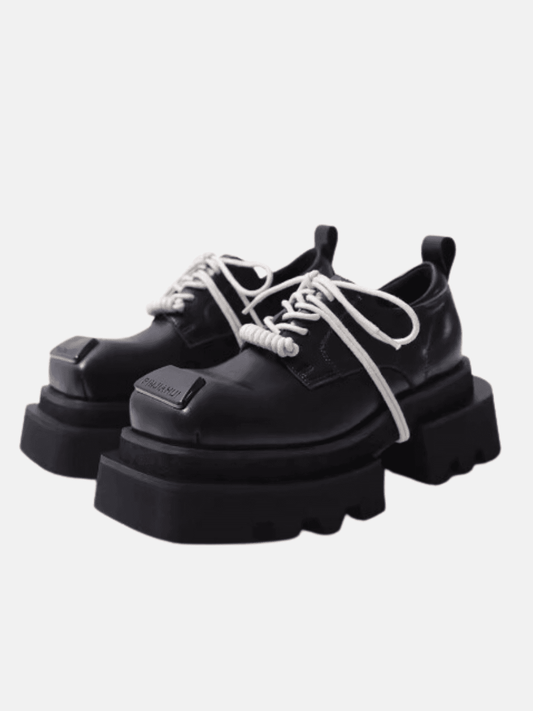 leather square head lace-up Derby shoes na896